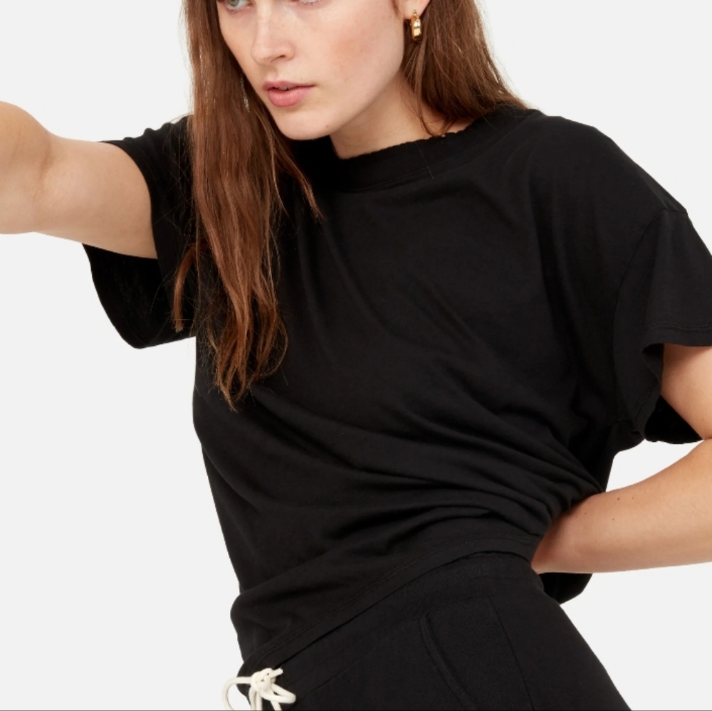 MATE THE LABEL Black Raw Neck Boxy Tee